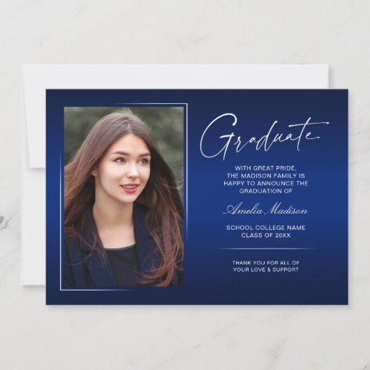 Elegant Calligraphy Ink Script Moderne Afstudeerde Aankondiging (Voorkant)