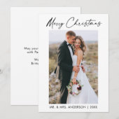 Elegant Calligraphy Ink Script Weduwfoto Feestdagenkaart (Voorkant / Achterkant)