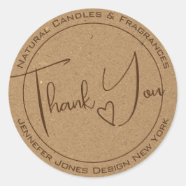Elegant Calligraphy Kraft Paper Hartelijk dank voo Ronde Sticker