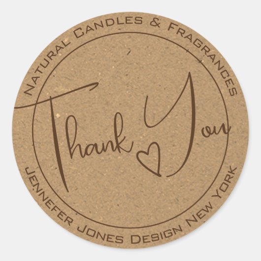 Elegant Calligraphy Kraft Paper Hartelijk dank voo Ronde Sticker (Voorkant)