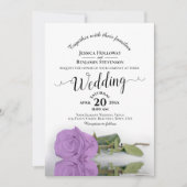 Elegant Calligraphy Lilac Rose QR Code Wedding Kaart (Voorkant)