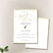 Elegant Calligraphy Lily Valley Gold Lijst Bridal Kaart
