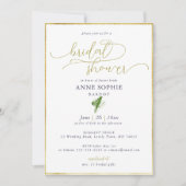 Elegant Calligraphy Lily Valley Gold Lijst Bridal Kaart (Voorkant)