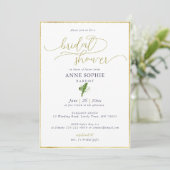 Elegant Calligraphy Lily Valley Gold Lijst Bridal Kaart (Staand voorkant)