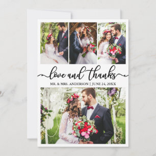 Elegant Calligraphy Love Bedankt 4 Photo Wedding