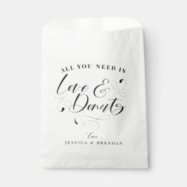 Elegant Calligraphy Love & Donuts Wedding Favor Bedankzakje