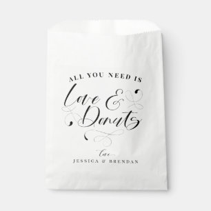 Elegant Calligraphy Love & Donuts Wedding Favor Bedankzakje