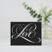 Elegant Calligraphy Love Heart Black Lettering Briefkaart (Staand voorkant)