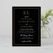 Elegant Calligraphy Luxe Black Gold Wedding Folie Uitnodiging (Staand Voorkant)