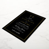 Elegant Calligraphy Luxe Black Gold Wedding Folie Uitnodiging (Gedraaid)