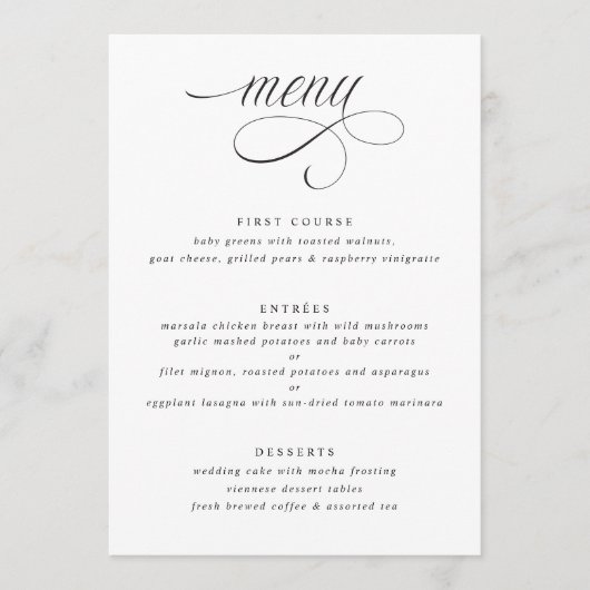 Elegant Calligraphy Luxury Wedding Menu (Voorkant)