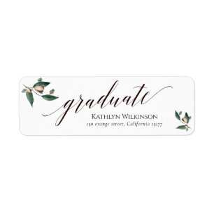 Elegant Calligraphy Magnolia Afstuderen Address Etiket