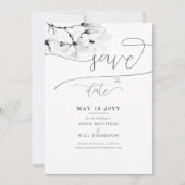 Elegant Calligraphy Magnolia Wedding Save the Date Kaart (Voorkant)