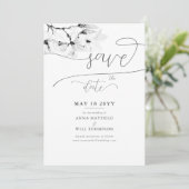 Elegant Calligraphy Magnolia Wedding Save the Date Kaart (Staand voorkant)