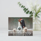 Elegant Calligraphy Married and Merry Wedding Briefkaart (Staand voorkant)