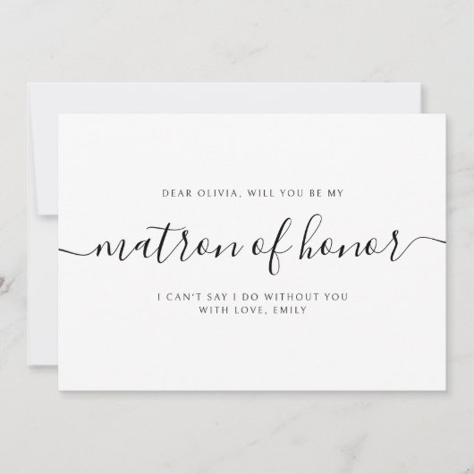 Elegant Calligraphy Matron of Honor proposal Notitiekaartje (Voorkant)