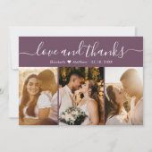 Elegant Calligraphy Mauve Multiple Photo Wedding Bedankkaart (Voorkant)