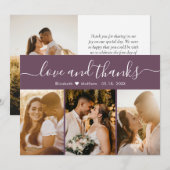 Elegant Calligraphy Mauve Multiple Photo Wedding Bedankkaart (Voorkant / Achterkant)
