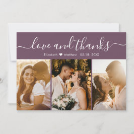 Elegant Calligraphy Mauve Multiple Photo Wedding Bedankkaart