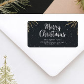 Elegant Calligraphy Merry Christmas Return Address Etiket