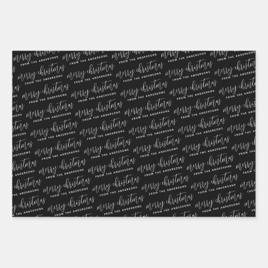 Elegant Calligraphy Merry kerst Black Inpakpapier Vel (Voorkant 2)