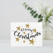 Elegant Calligraphy Merry kerst Briefkaart (Staand voorkant)