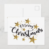 Elegant Calligraphy Merry kerst Briefkaart (Voorkant / Achterkant)