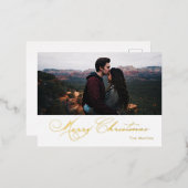 Elegant Calligraphy Merry kerst Folie Feestdagen Briefkaart (Voorkant / Achterkant)