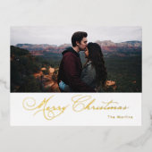 Elegant Calligraphy Merry kerst Folie Feestdagen Briefkaart (Voorkant)