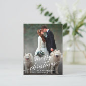 Elegant Calligraphy Merry kerstbruiloft Foto Briefkaart (Staand voorkant)
