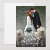 Elegant Calligraphy Merry kerstbruiloft Foto Feestdagenkaart (Voorkant / Achterkant)