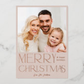 Elegant Calligraphy Merry kerstfoto Folie Uitnodiging (Voorkant)