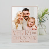 Elegant Calligraphy Merry kerstfoto Folie Uitnodiging (Staand Voorkant)