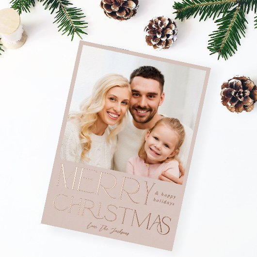 Elegant Calligraphy Merry kerstfoto Folie Uitnodiging