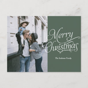 Elegant calligraphy Merry kerstvakantie foto Briefkaart