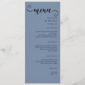 Elegant Calligraphy Minimalist Blue Wedding  Menu (Voorkant)