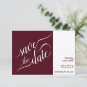Elegant Calligraphy Minimalist Burgundy Wedding Save The Date (Staand voorkant)