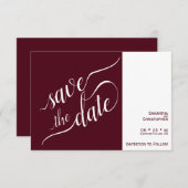 Elegant Calligraphy Minimalist Burgundy Wedding Save The Date (Voorkant / Achterkant)