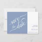 Elegant Calligraphy Minimalist Dusty Blue Wedding Save The Date (Voorkant)