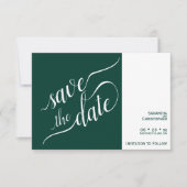 Elegant Calligraphy Minimalist Emerald Wedding Save The Date (Voorkant)