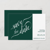 Elegant Calligraphy Minimalist Emerald Wedding Save The Date (Voorkant / Achterkant)