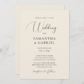 Elegant calligraphy minimalist iory bruiloft kaart (Voorkant / Achterkant)