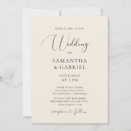 Elegant calligraphy minimalist iory bruiloft kaart