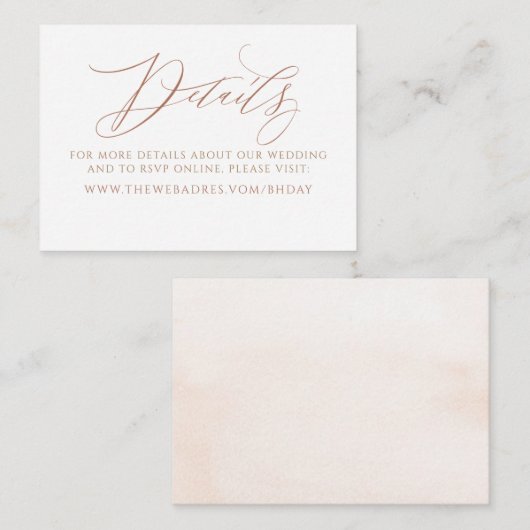 Elegant Calligraphy Minimalist Wedding Information Informatiekaartje (Voorkant / Achterkant)