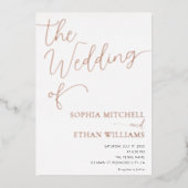 Elegant Calligraphy Minimalist White Wedding Folie Uitnodiging (Voorkant)