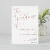 Elegant Calligraphy Minimalist White Wedding Folie Uitnodiging (Staand Voorkant)