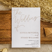 Elegant Calligraphy Minimalist White Wedding Folie Uitnodiging