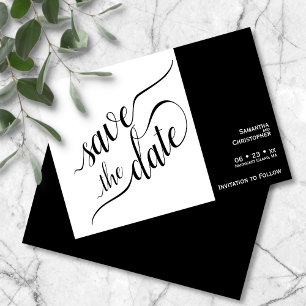 Elegant Calligraphy Minimalist White Wedding Save The Date