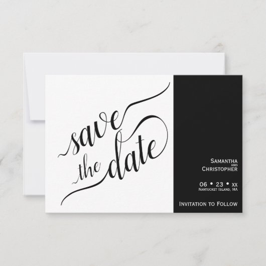 Elegant Calligraphy Minimalist White Wedding Save The Date (Voorkant)