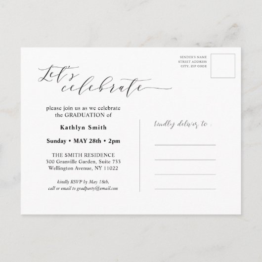 Elegant Calligraphy Modern Chic Photo Afstuderen Uitnodiging Briefkaart (Achterkant)
